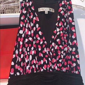 Evan Picone halter swing dress - pink/black dots